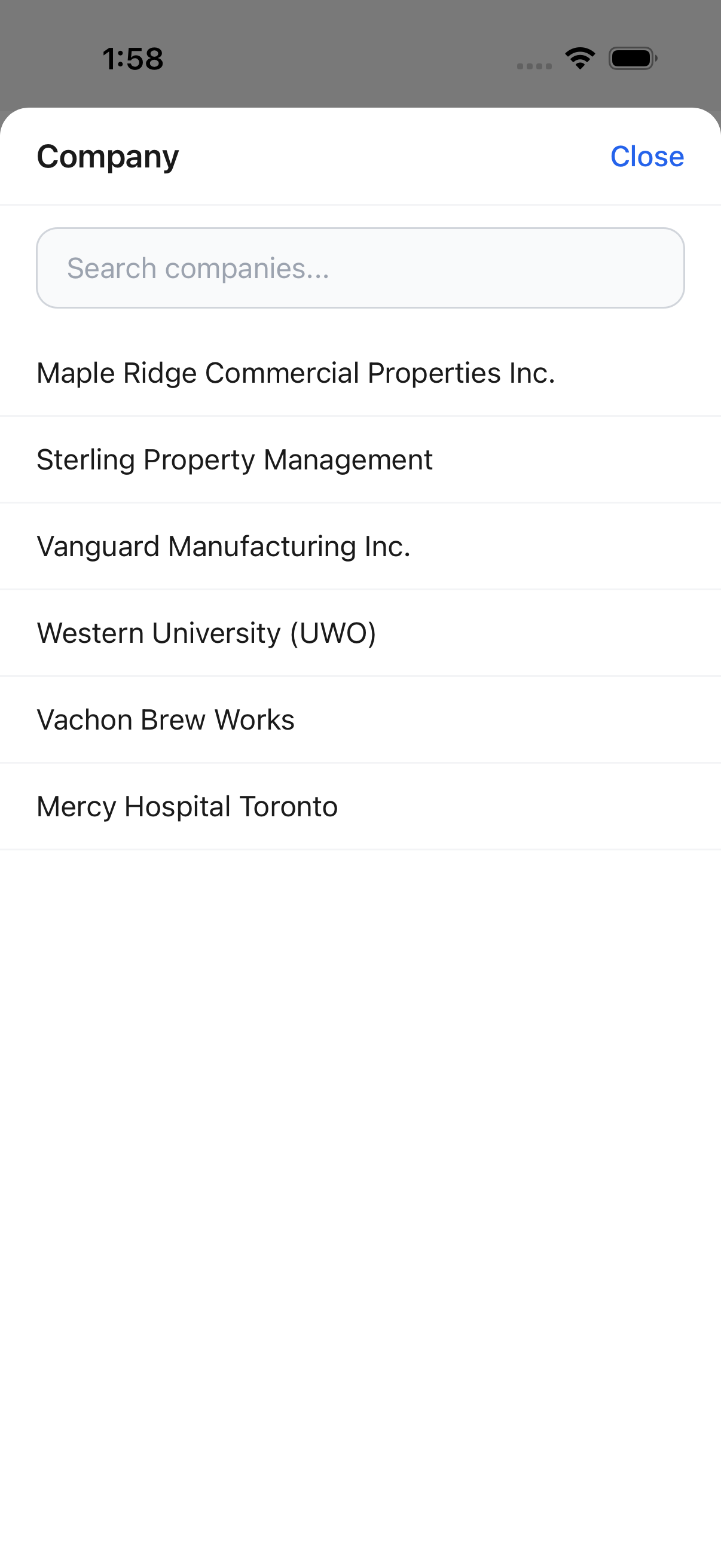 Create Job -- Company picker