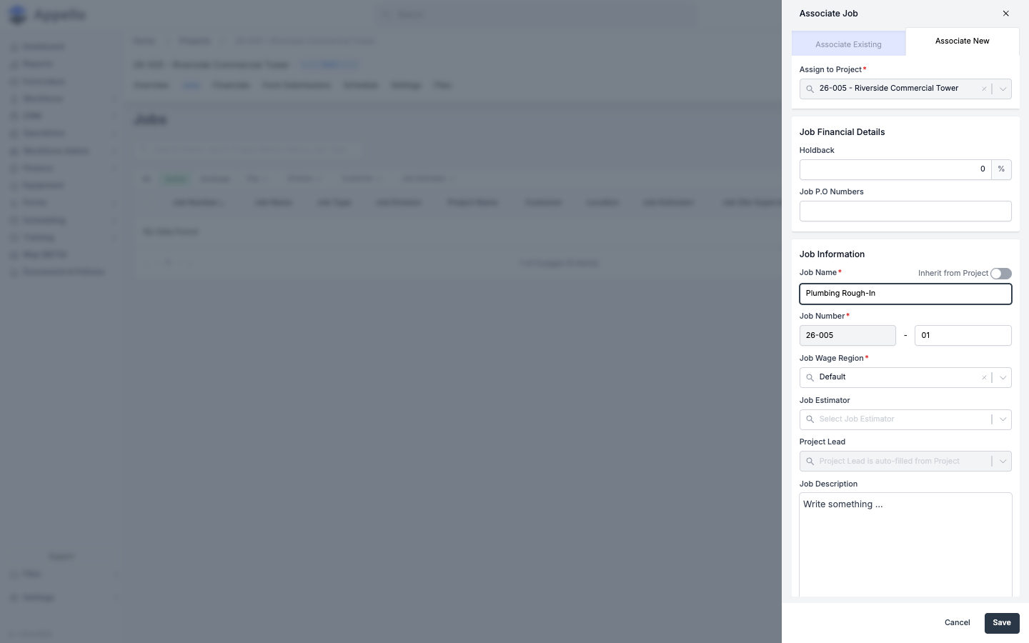 Associate Job — filled form