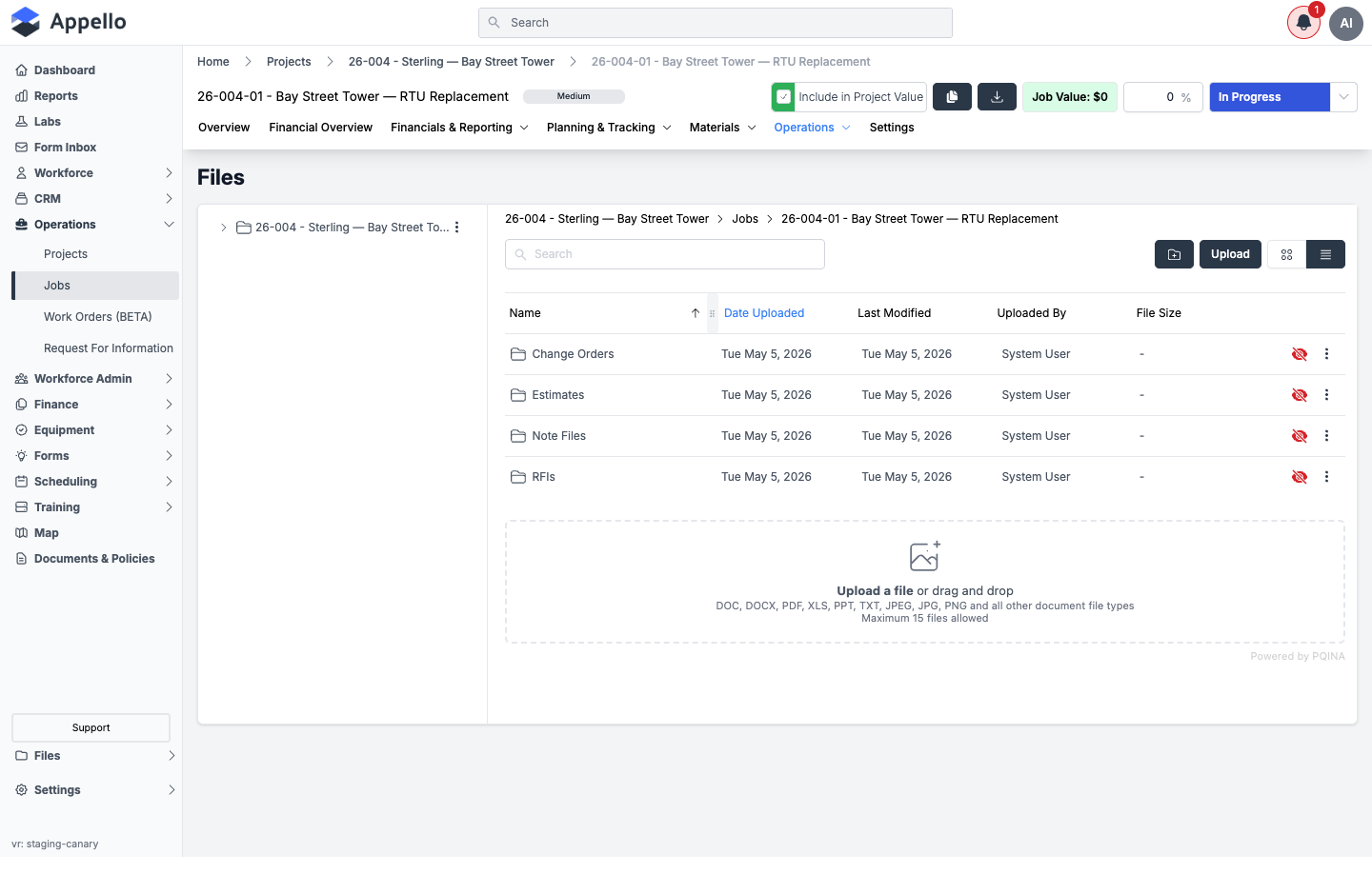 Operations — Files, with auto-generated subfolders