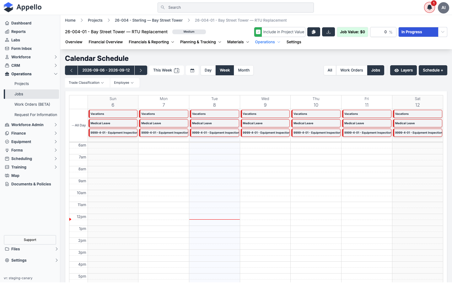 Operations — Schedule, week view