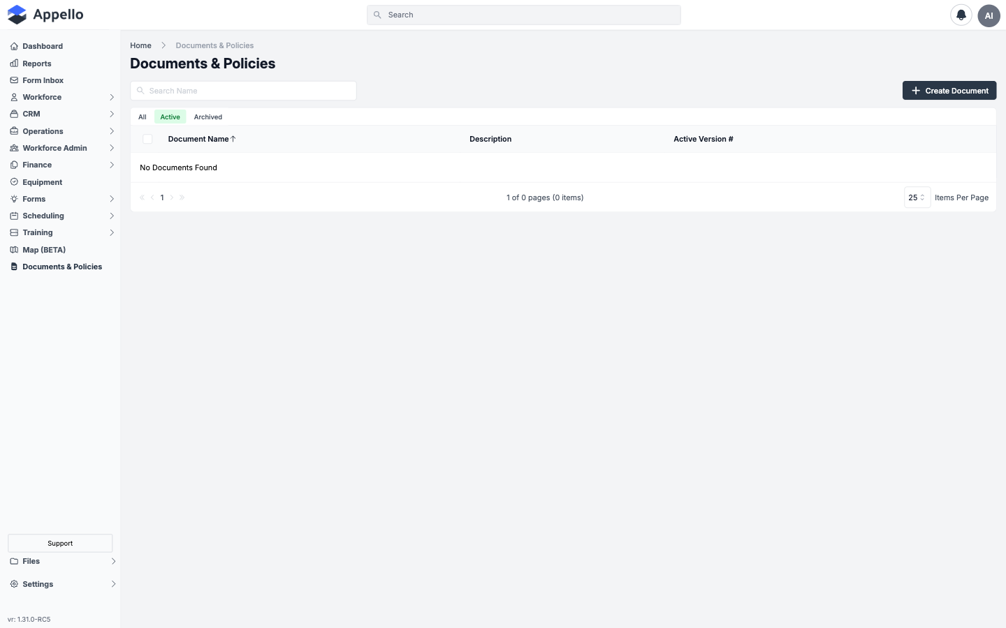 Policy Documents — document library for company policies, safety manuals, and SOPs