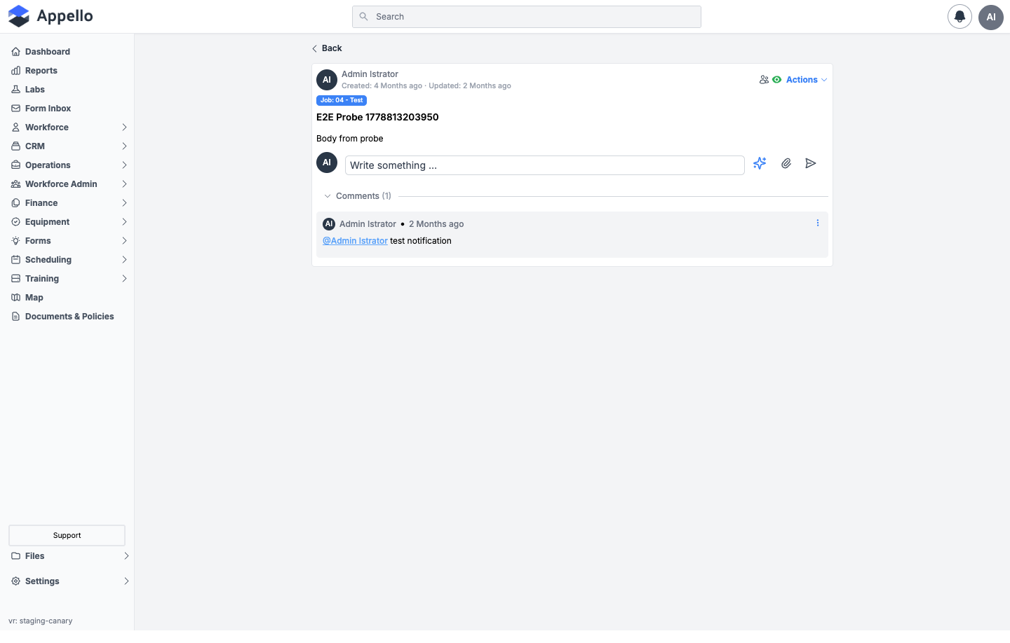 The comment composer open under a note, with AI, attachment, and send icons
