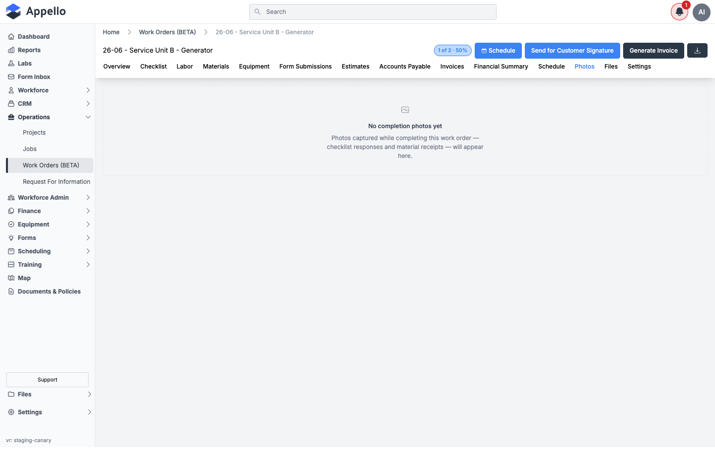 Photos tab, empty