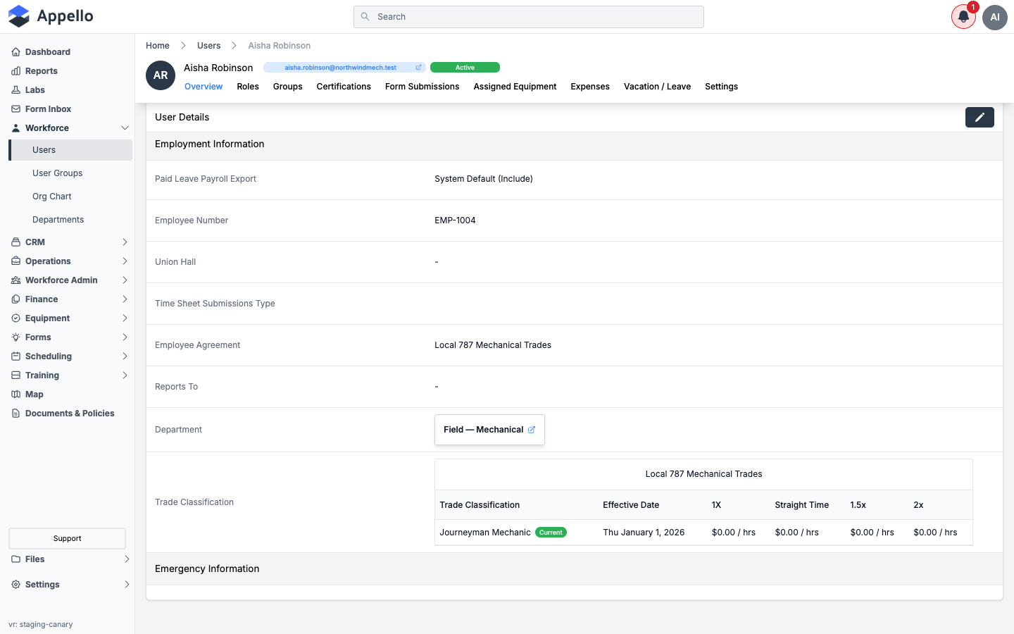 A user's Employment Information section showing the read-only Reports To field